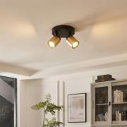 Deckenstrahler Razza, schwarz/gold, Ø 26,5 cm, 2-flg.