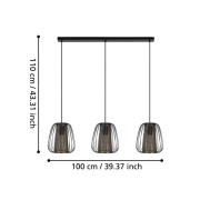 Hängeleuchte Curasao, Balken, dreiflammig