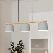 Hängeleuchte Mariel 3-flammig hellgrau holz natur