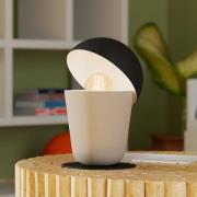 Tischlampe Batabano mit Haube, sandfarben/schwarz