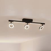 LED-Deckenspot Cardillio 2 schwarz mit drei Ringen