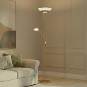 Lindby LED-Stehlampe Yveta, messing, Leselampe, dimmbar