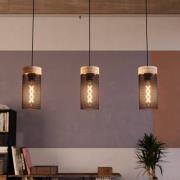 Hängeleuchte Kilnsdale, Länge 81 cm, schwarz/braun, 3-flg.,