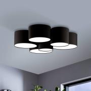 Deckenleuchte Pastore 2, Ø 99 cm, schwarz, 6-flg., Stoff