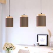 Textil-Hängelampe Albariza, cappuccinofarben, Stoff, 3-flg.