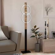 LED-Stehlampe Boyal, braun, Höhe 150 cm, Holz, 2-flg.