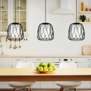 Hängelampe Floresta, schwarz, Länge 89 cm, Stahl/Glas, 3-flg