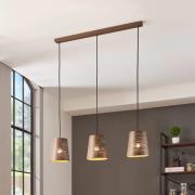 Pendellampe Segezia, mokka-/goldfarben, Länge 88 cm, 3-flg.