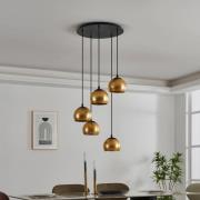 Hängeleuchte Albaraccin mit fünf Schirmen in Gold