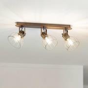 Deckenlampe Sambatello, dreiflammig, braun/silber