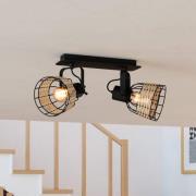 Deckenspot Anwick 1 Stahl/Rattan, zweiflammig