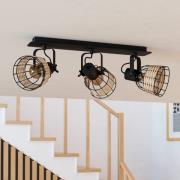 Deckenspot Anwick 1 mit Rattandekor, dreiflammig