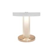 LED-Akku-Tischleuchte Trezzi, weiß, Höhe 22 cm, Metall/Glas
