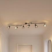 Lindby Deckenleuchte Piena, schwarz, 6-flg., Metall, 150cm