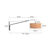 Textil-Wandleuchte Elegant Classy schwarz/braun, Metall/Kork