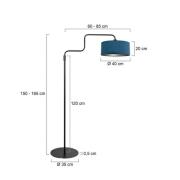 Stehlampe Bloeba, schwarz/blau, Höhe 165 cm, Velours