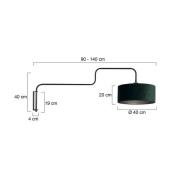 Wandlampe Bloeba, schwarz/grün, Ausladung 140 cm, Velours