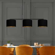 Hängelampe Stang, schwarz/schwarz-gold, Länge 140 cm, 3-flg.