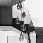 LED-Pendellampe Glimsy, Ø 40 cm schwarz/rauchgrau Glas 5-fl.