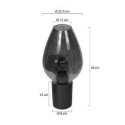 Tischlampe Bloeba, schwarz/rauchgrau, Ø 22 cm, Glas Tropfen