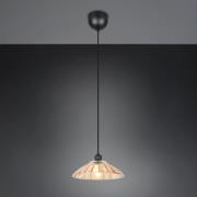 Hängelampe Eluna, amber/schwarz, Ø 30 cm, Glas/Metall 1-flg.