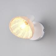 Wandleuchte Calvi, weiß, Rattan natur, Ø 13 cm, Schalter