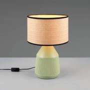 Tischlampe Formentera, grün/beige, Höhe 43 cm Keramik/Papier
