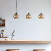 Lindby Hängeleuchte Sofian, amber, Glas, 100 cm, 3-flg.