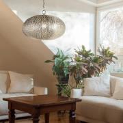 Pendelleuchte Fretwork, chrom matt, Metall, Ø 39 cm, E27