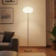 Lindby Stehlampe Sonika, 175 cm, nickelfarben, Glas, E27