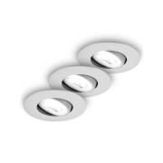 LED-Einbauleuchte Kulana A, chrom matt, 4000K, 3er-Set