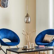 EBB & FLOW Lute Pendelleuchte Platin, Glas grau