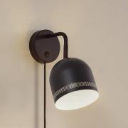 NOLA Wandleuchte Oura, schwarz, Stecker, verstellbar, Eisen