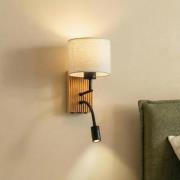 Lucande Wandlampe Lieske, beige, Textil, E27, LED-Leselicht