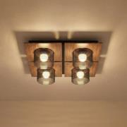 Lucande LED-Deckenlampe Eiko, 42 cm, walnuss/rauchgrau, Glas