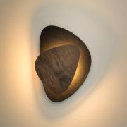 LED-Wandleuchte Pedra, schwarz/wenge, Stahl, Holz, 3.000 K