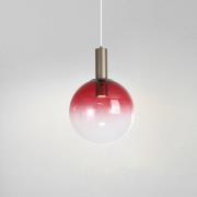 Pendellampe Ombre, Kugel, rot/weiß, Ø 30 cm, Glas