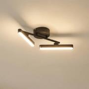 Lindby LED-Deckenleuchte Eldrin, 2-flg., schwarz,Lichtleiste