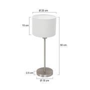 Tischleuchte Noor, stahl/Leinen weiß, Höhe 50 cm, E27
