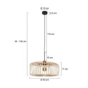Hängeleuchte Sparkled Light, schwarz/Bambus natur, Ø 40 cm