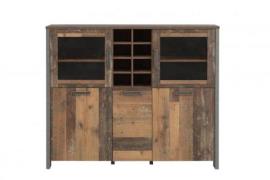 Highboardvitrine ca. 150 cm breit CLIF von Forte Old-Wood Vintage / Be...