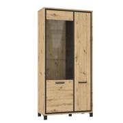 Highboardvitrine 101cm TRONDHEIM von Forte Artisan Eiche / Schwarz Eic...