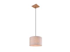 Pendelleuchte 1x E27 Beige 1 Stück Metall / Stoff Hellbraun