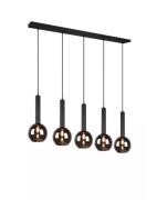Pendelleuchte 5xE27 Rauchglas 1 Stück Metall Schwarz