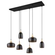 Pendelleuchte 6xE14 Goldfarbig 1 Stück Metall Schwarz, Gelb