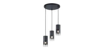Pendelleuchte 3xE27 1 Stück Metall / Glas Schwarz