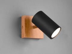 Spot 1xGU10 Holz / Schwarz Matt 1 Stück Metall Hellbraun
