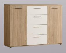 Kommode 2-trg 4 Schubladen Winnie von Forte Sonoma Eiche / Weiss