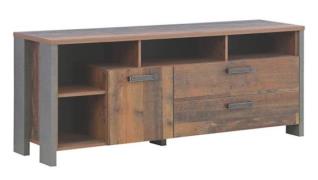 TV-Unterschrank CLIF von Forte Old Wood Vintage / Betonoptik Dunkelgra...