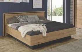 180x200 Bett TRONDHEIM von Forte Artisan Eiche / Schwarz Eiche